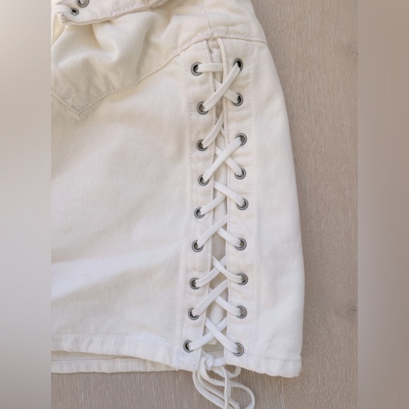 REVOLVE RE/DONE White Lace up Skirt - Picture 8 of 9